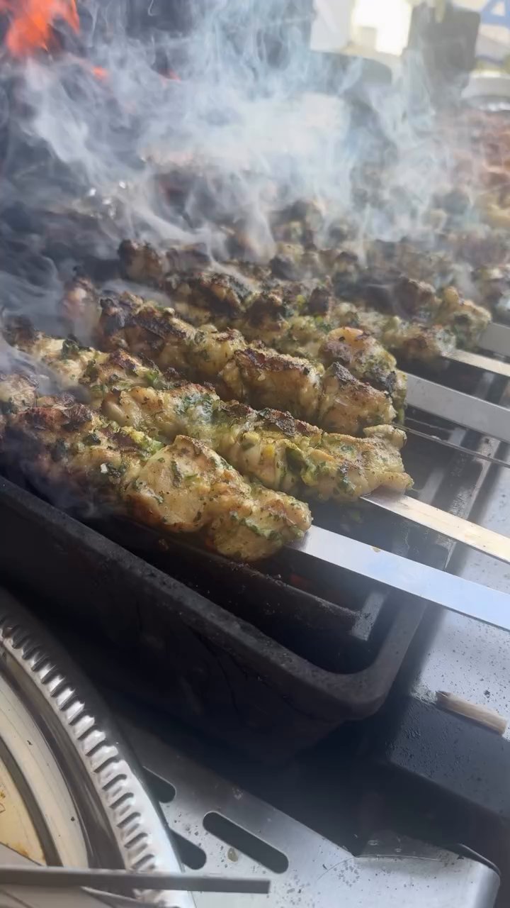 Event flyer: Grilling skewers at a gathering