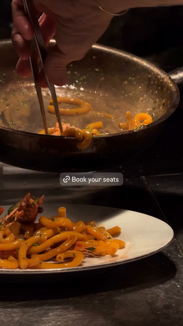 Event flyer: Pasta dish preparation and presentation