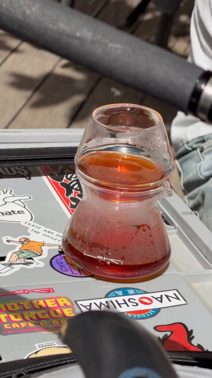 Event flyer: Close-up of coffee brewing at Loki Roasters