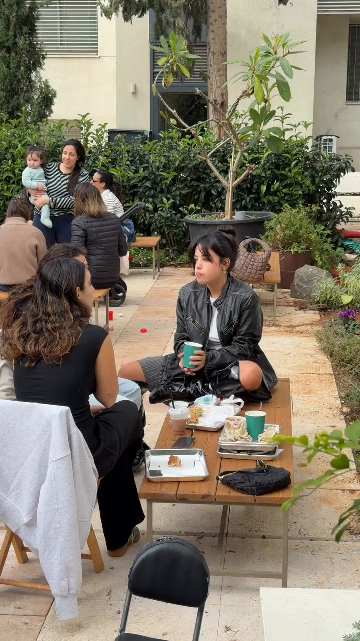 Event flyer: Outdoor gathering at a café