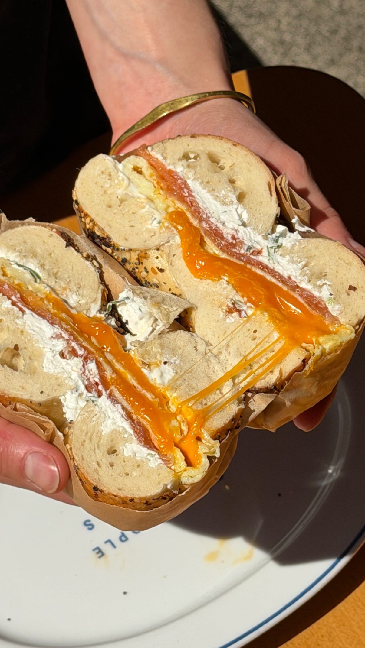 Event flyer: Delicious bagel with cream cheese and melting cheese